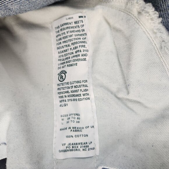 Wrangler Riggs Jeans Mens 34x32 Blue Workwear Carpenter FR Relaxed Faded Denim - Picture 13 of 16